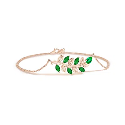 ANGARA PEAR AND MARQUISE EMERALD OLIVE BRANCH BRACELET