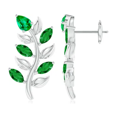 ANGARA PEAR AND MARQUISE EMERALD OLIVE BRANCH EARRINGS
