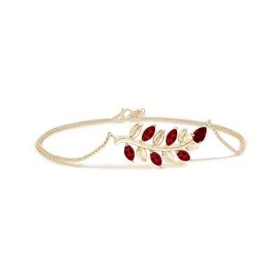 ANGARA PEAR AND MARQUISE RUBY OLIVE BRANCH BRACELET