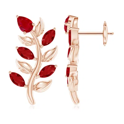 ANGARA PEAR AND MARQUISE RUBY OLIVE BRANCH EARRINGS