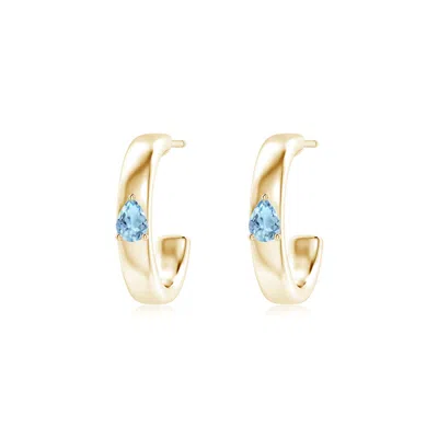 ANGARA PEAR AQUAMARINE SOLITAIRE HOOP EARRINGS