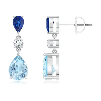 ANGARA PEAR BLUE SAPPHIRE AND AQUAMARINE DROP EARRINGS