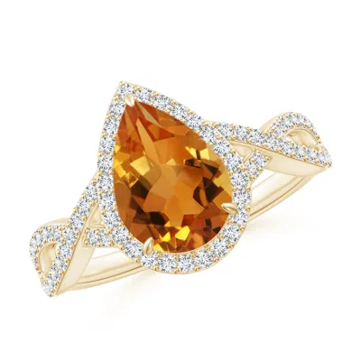 ANGARA PEAR CITRINE TWISTED SPLIT SHANK COCKTAIL RING
