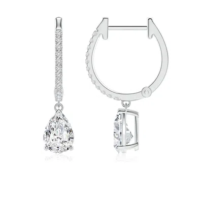 ANGARA PEAR DIAMOND HOOP DROP EARRINGS WITH ACCENTS