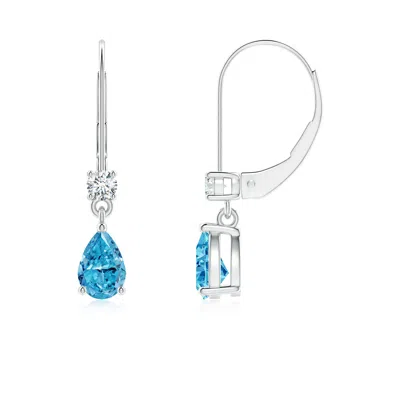 ANGARA PEAR FANCY INTENSE BLUE DIAMOND LEVERBACK DROP EARRINGS