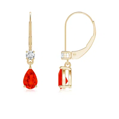 ANGARA PEAR FIRE OPAL LEVERBACK DROP EARRINGS WITH DIAMOND