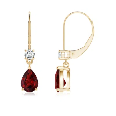 ANGARA PEAR GARNET LEVERBACK DROP EARRINGS WITH DIAMOND