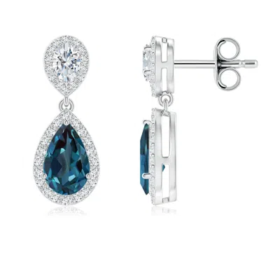 ANGARA PEAR LAB-GROWN ALEXANDRITE & OVAL DIAMOND DROP EARRINGS WITH HALO