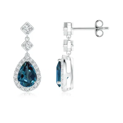 ANGARA PEAR LAB-GROWN ALEXANDRITE DROP EARRINGS WITH DIAMOND HALO