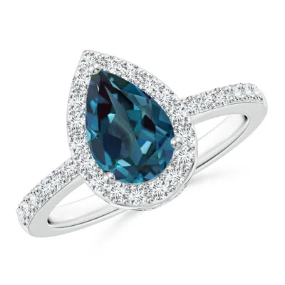 ANGARA PEAR LAB-GROWN ALEXANDRITE RING WITH DIAMOND HALO