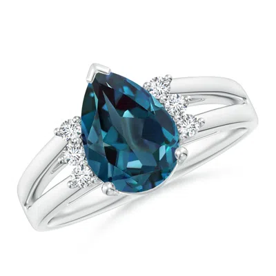 ANGARA PEAR LAB-GROWN ALEXANDRITE RING WITH TRIPLE DIAMOND ACCENTS