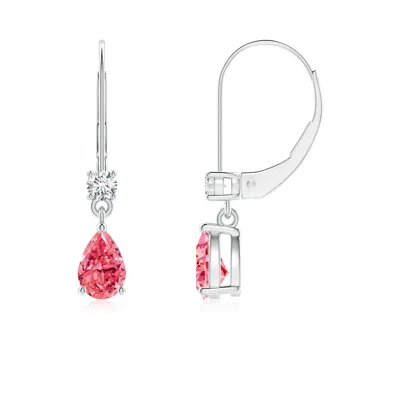 ANGARA PEAR LAB-GROWN FANCY INTENSE PINK DIAMOND LEVERBACK DROP EARRINGS