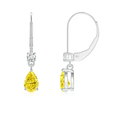 ANGARA PEAR LAB-GROWN FANCY INTENSE YELLOW DIAMOND LEVERBACK DROP EARRINGS