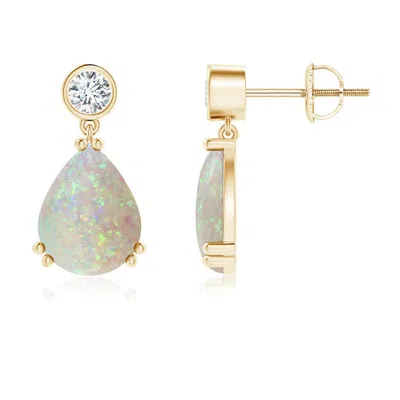 ANGARA PEAR OPAL DROP EARRINGS WITH BEZEL DIAMOND