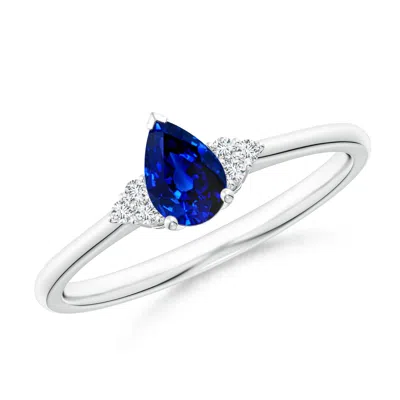 ANGARA PEAR SAPPHIRE SOLITAIRE RING WITH TRIO DIAMOND ACCENTS