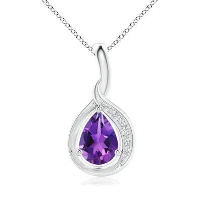 ANGARA PEAR-SHAPED AMETHYST AND DIAMOND LOOP PENDANT
