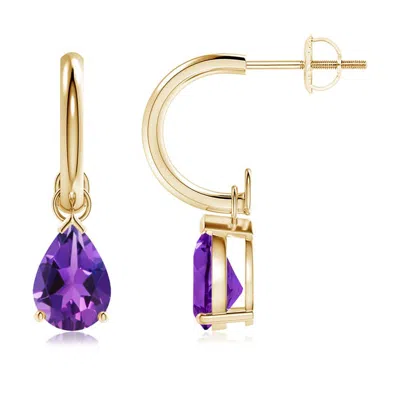 ANGARA PEAR-SHAPED AMETHYST DROP EARRINGS WITH SCREW BACK