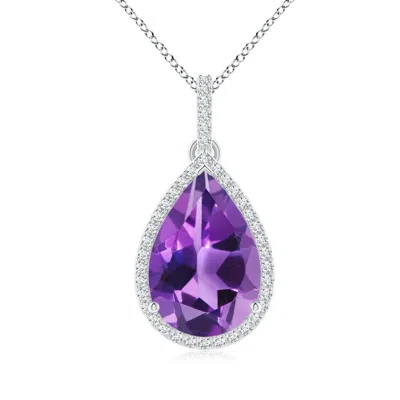 ANGARA PEAR-SHAPED AMETHYST HALO PENDANT WITH DIAMONDS