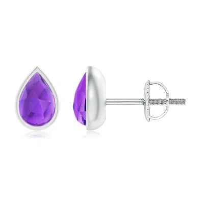 ANGARA PEAR-SHAPED AMETHYST SOLITAIRE STUD EARRINGS