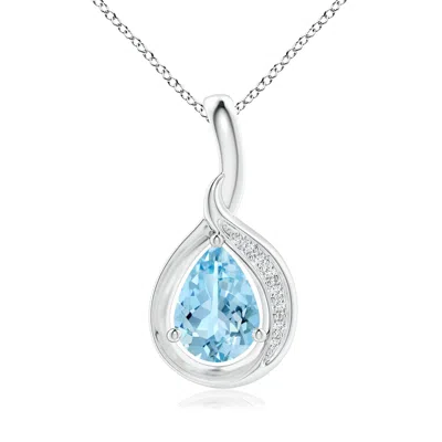 ANGARA PEAR-SHAPED AQUAMARINE AND DIAMOND LOOP PENDANT
