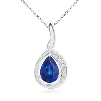ANGARA PEAR-SHAPED BLUE SAPPHIRE AND DIAMOND LOOP PENDANT