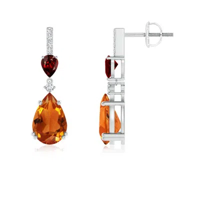 ANGARA PEAR-SHAPED CITRINE AND GARNET DROP EARRINGS WITH DIAMONDS