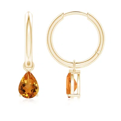 ANGARA PEAR-SHAPED CITRINE HINGED HOOP DROP EARRINGS