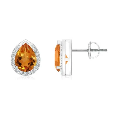 ANGARA PEAR-SHAPED CITRINE STUD EARRINGS WITH DIAMOND HALO