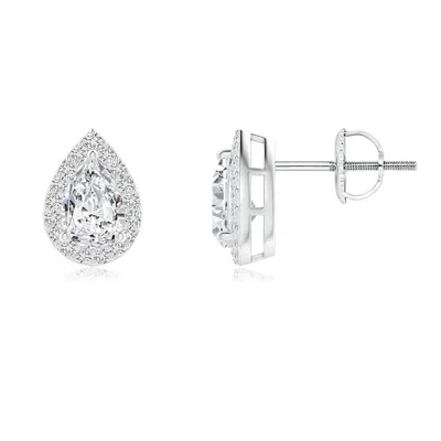 ANGARA PEAR-SHAPED DIAMOND HALO STUD EARRINGS