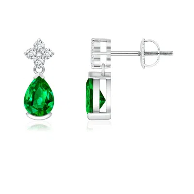 ANGARA PEAR-SHAPED EMERALD DROP EARRINGS WITH DIAMONDS