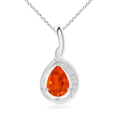 ANGARA PEAR-SHAPED FIRE OPAL AND DIAMOND LOOP PENDANT