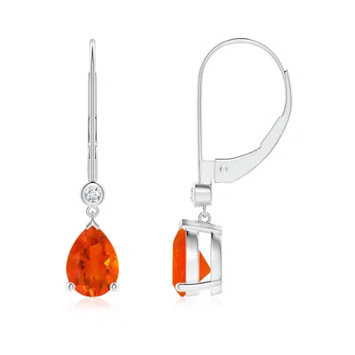 ANGARA PEAR-SHAPED FIRE OPAL LEVERBACK DROP EARRINGS WITH DIAMOND