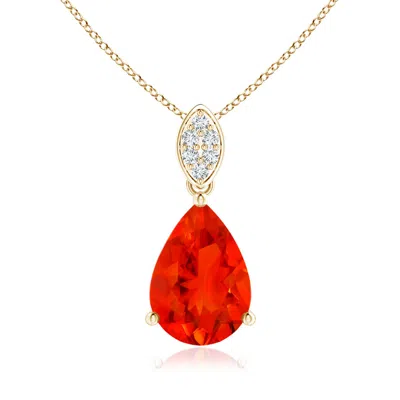 ANGARA PEAR-SHAPED FIRE OPAL PENDANT WITH LEAF BALE