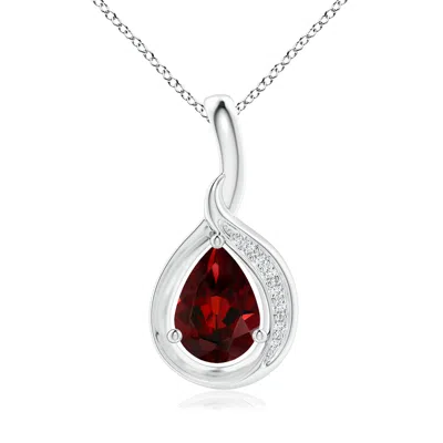 ANGARA PEAR-SHAPED GARNET AND DIAMOND LOOP PENDANT