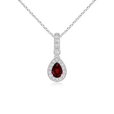ANGARA PEAR-SHAPED GARNET AND PAVE DIAMOND HALO PENDANT