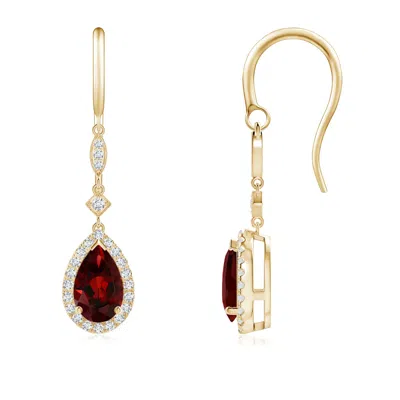 ANGARA PEAR-SHAPED GARNET DROP EARRINGS WITH DIAMOND HALO
