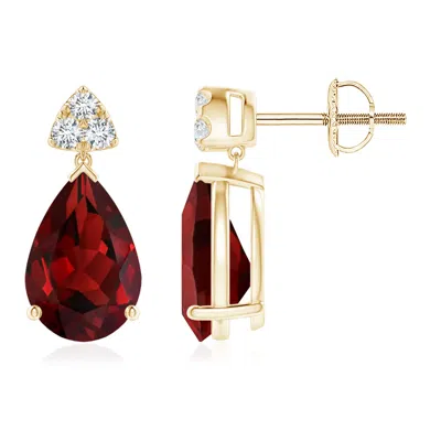 ANGARA PEAR-SHAPED GARNET DROP EARRINGS WITH TRIO DIAMONDS