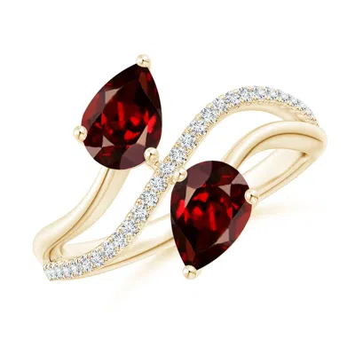 ANGARA PEAR-SHAPED GARNET TWO-STONE BYPASS RING