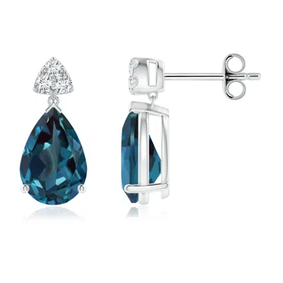 ANGARA PEAR-SHAPED LAB-GROWN ALEXANDRITE DROP EARRINGS WITH TRIO DIAMONDS