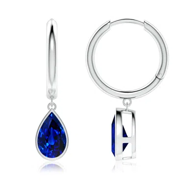ANGARA PEAR-SHAPED LAB-GROWN BLUE SAPPHIRE HOOP DROP EARRINGS