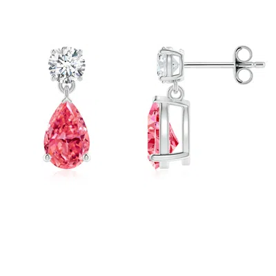 ANGARA PEAR-SHAPED LAB-GROWN FANCY INTENSE PINK DIAMOND DROP EARRINGS