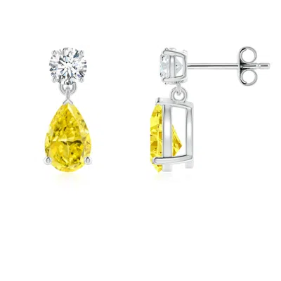 ANGARA PEAR-SHAPED LAB-GROWN FANCY INTENSE YELLOW DIAMOND DROP EARRINGS