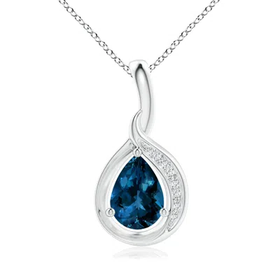 ANGARA PEAR-SHAPED LONDON BLUE TOPAZ AND DIAMOND LOOP PENDANT
