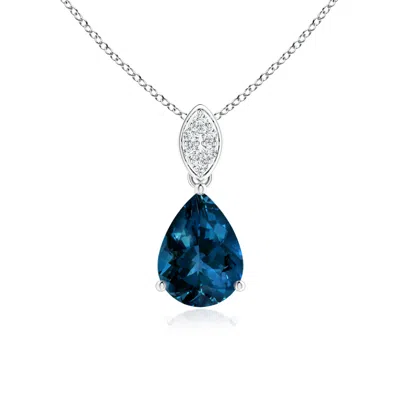 ANGARA PEAR-SHAPED LONDON BLUE TOPAZ PENDANT WITH LEAF BALE