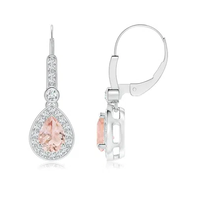 ANGARA PEAR-SHAPED MORGANITE AND DIAMOND HALO DROP EARRINGS