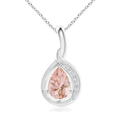 ANGARA PEAR-SHAPED MORGANITE AND DIAMOND LOOP PENDANT
