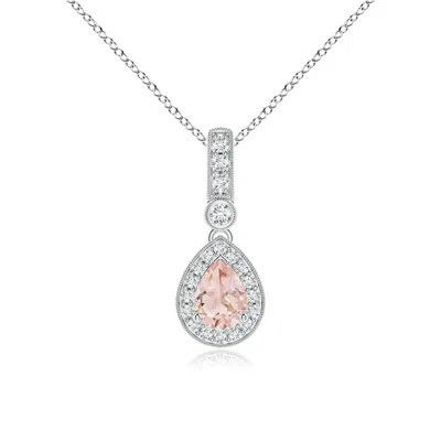 ANGARA PEAR-SHAPED MORGANITE AND PAVE DIAMOND HALO PENDANT