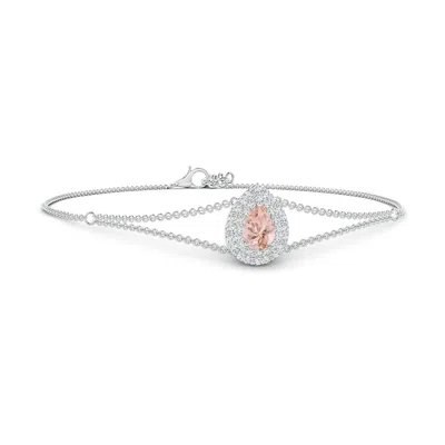 ANGARA PEAR-SHAPED MORGANITE BRACELET WITH DOUBLE HALO