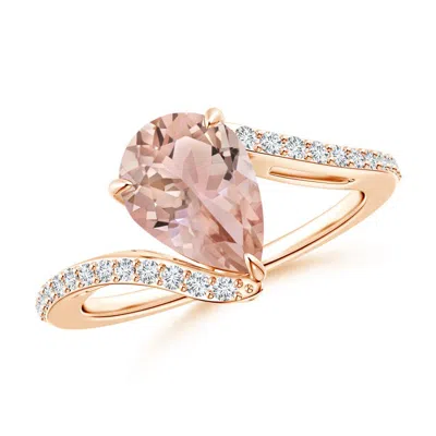 ANGARA PEAR-SHAPED MORGANITE BYPASS RING WITH DIAMOND ACCENTS