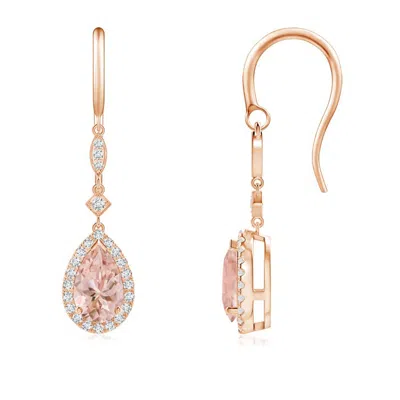 ANGARA PEAR-SHAPED MORGANITE DROP EARRINGS WITH DIAMOND HALO